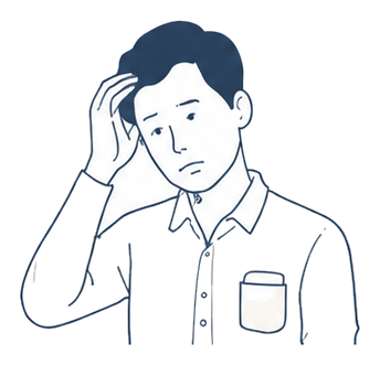 ストレスや疲れが抜けにくい男性のイラスト