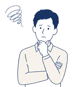 悩みを抱える男性のイラスト